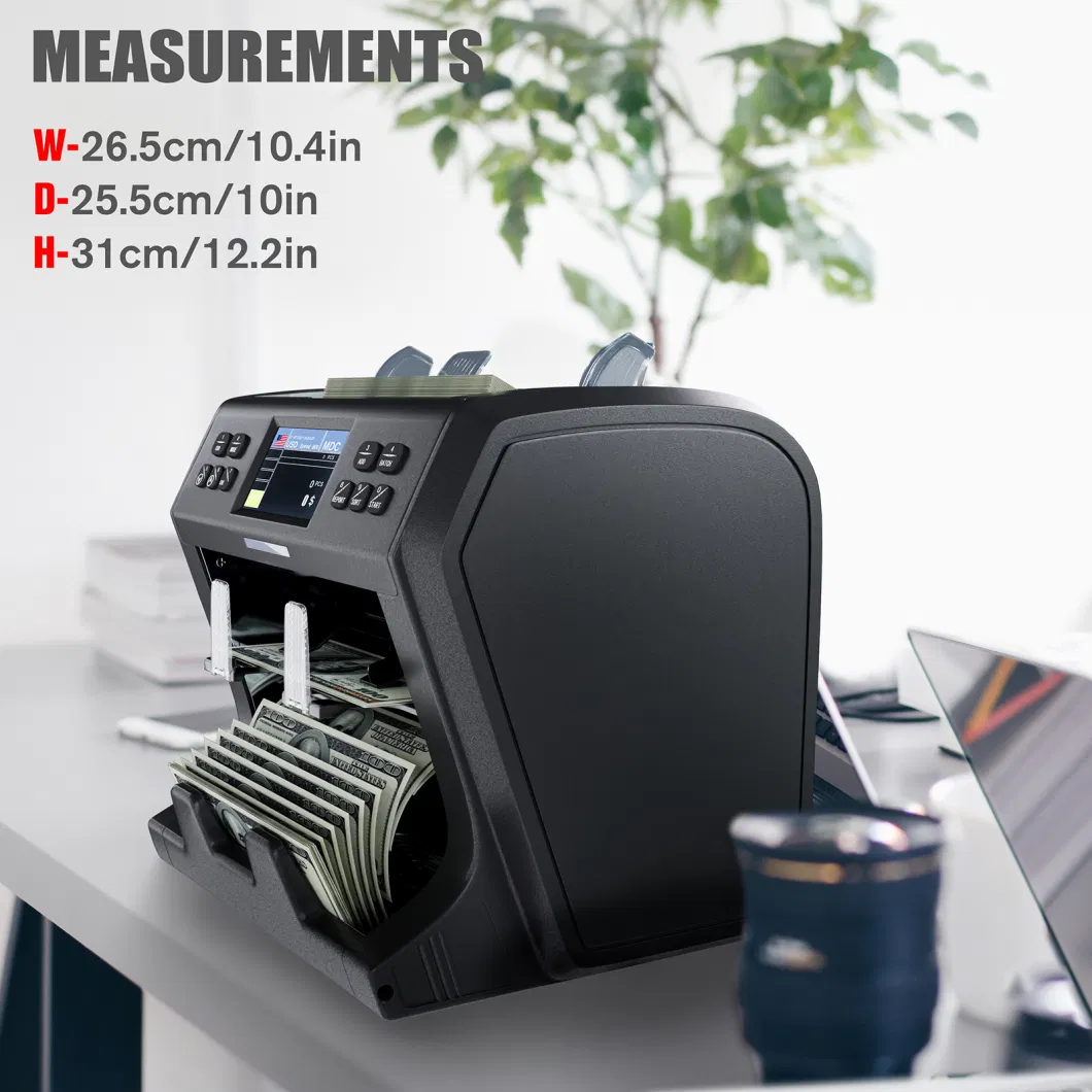 Mixed Value USD GBP Mxn Cop Euro Multi Currencies Banknote Counting Machine, Bill Counter